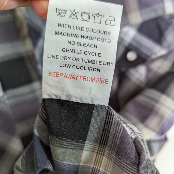 Pearl Snap Western Style Shirts XXL Plaid Lot 2 Pair Black White Gray Silver - Picture 15 of 16